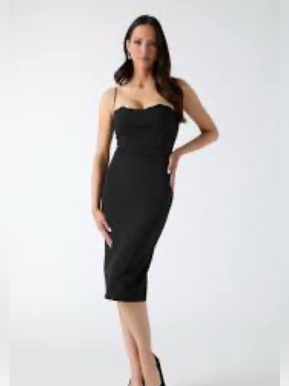 TODAY ONLY SALEGuess by Marciano Black Midi Dress with Sweetheart Neckline corse